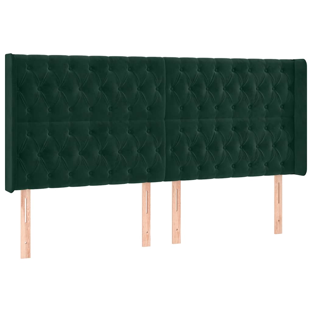 vidaXL Łóżko kontynentalne z materacem i LED zielony aksamit 180x200cm