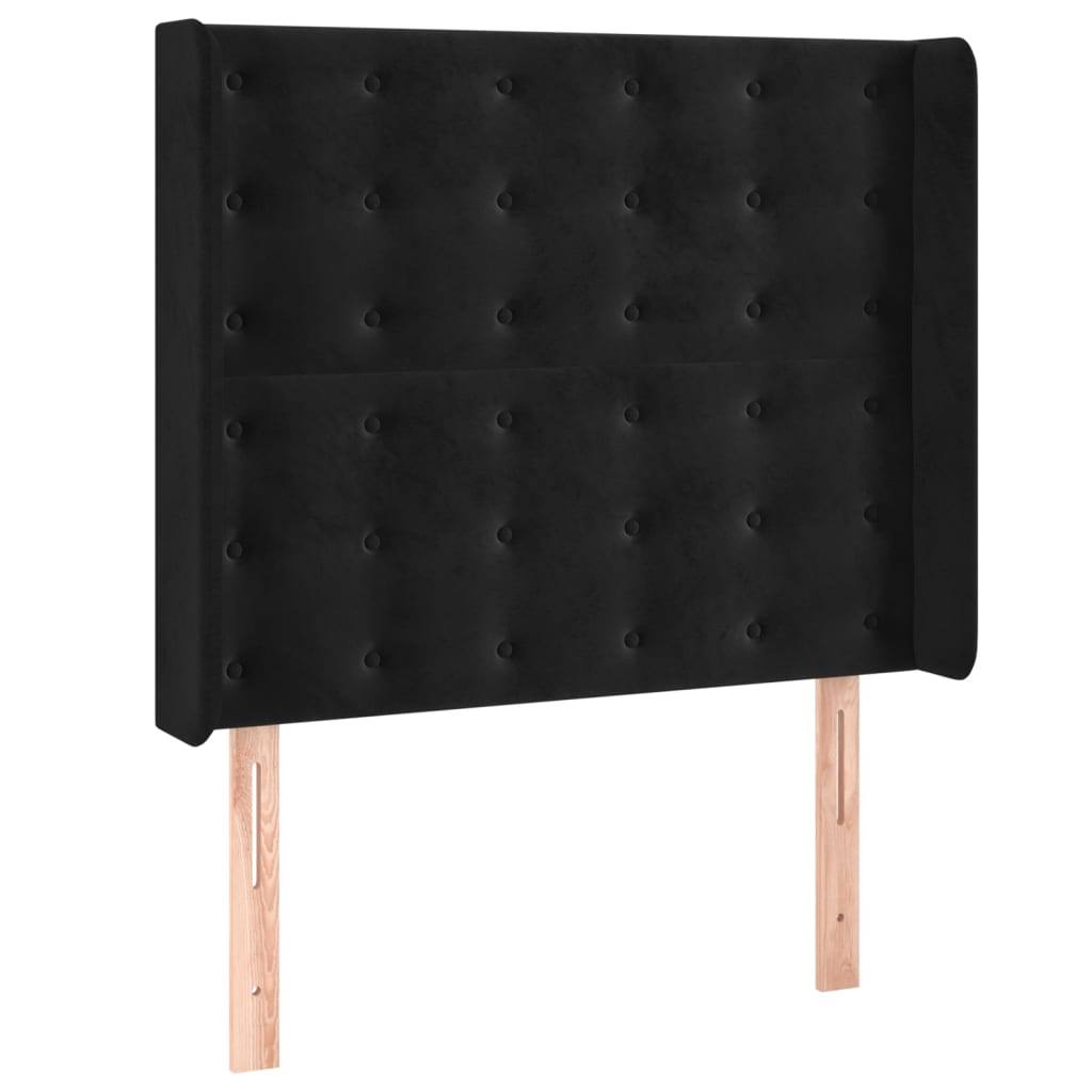 vidaXL Łóżko kontynentalne z materacem i LED, czarny aksamit 90x190 cm