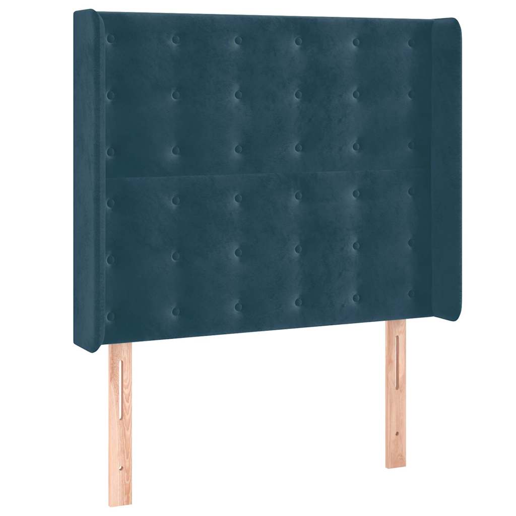 vidaXL Łóżko kontynentalne, materac i LED, niebieski aksamit 90x200 cm