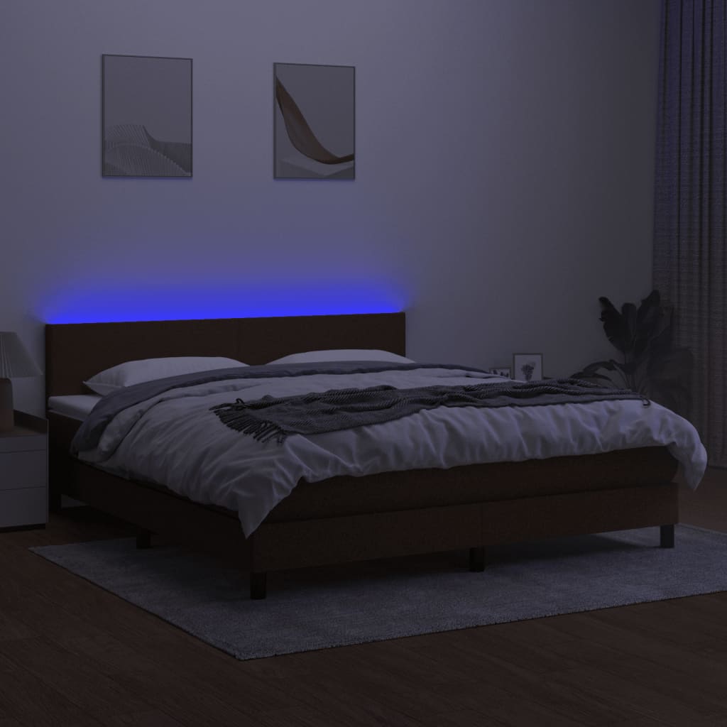 vidaXL Łóżko kontynentalne z materacem, brązowe, 160x200 cm, tkanina