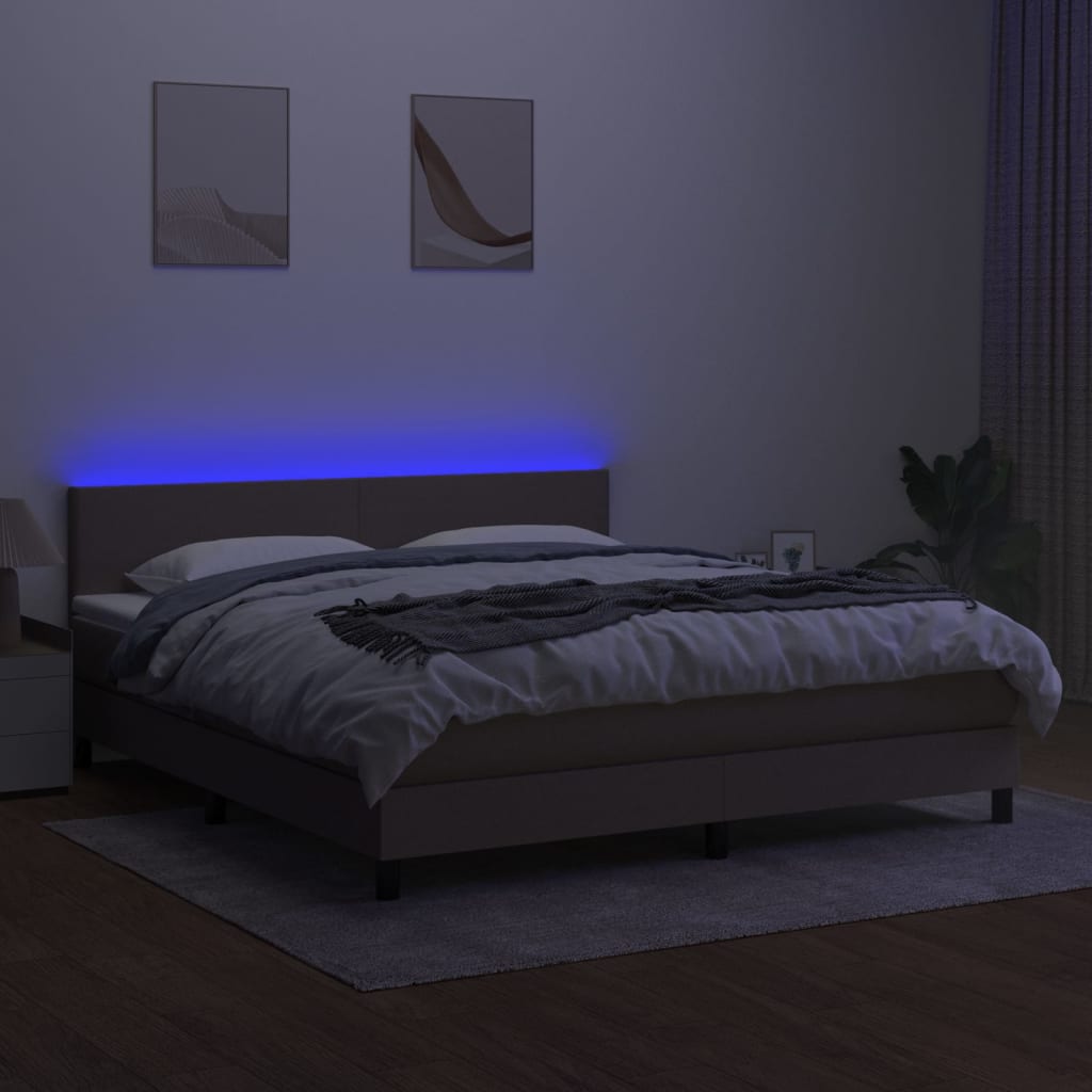 vidaXL Łóżko kontynentalne z materacem, taupe, 160x200 cm, tkanina