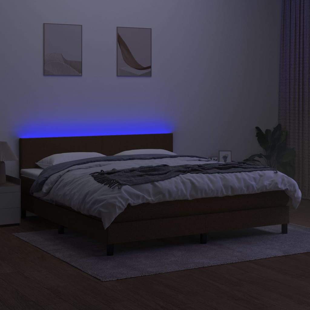 vidaXL Łóżko kontynentalne z materacem, brązowe, 180x200 cm, tkanina