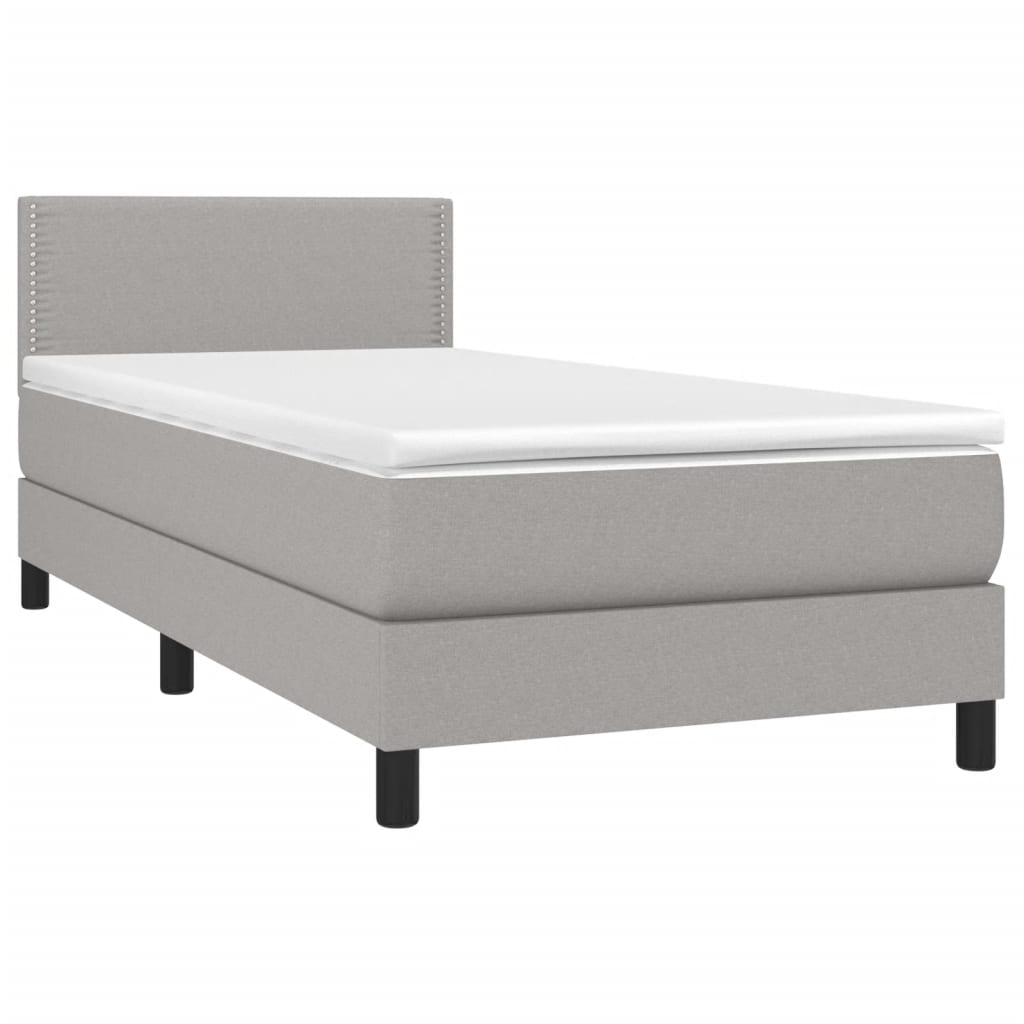 vidaXL Łóżko kontynentalne z materacem, jasnoszare, 80x200 cm, tkanina