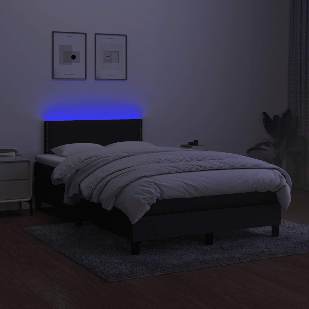 vidaXL Łóżko kontynentalne z materacem, czarne, 120x200 cm, tkanina