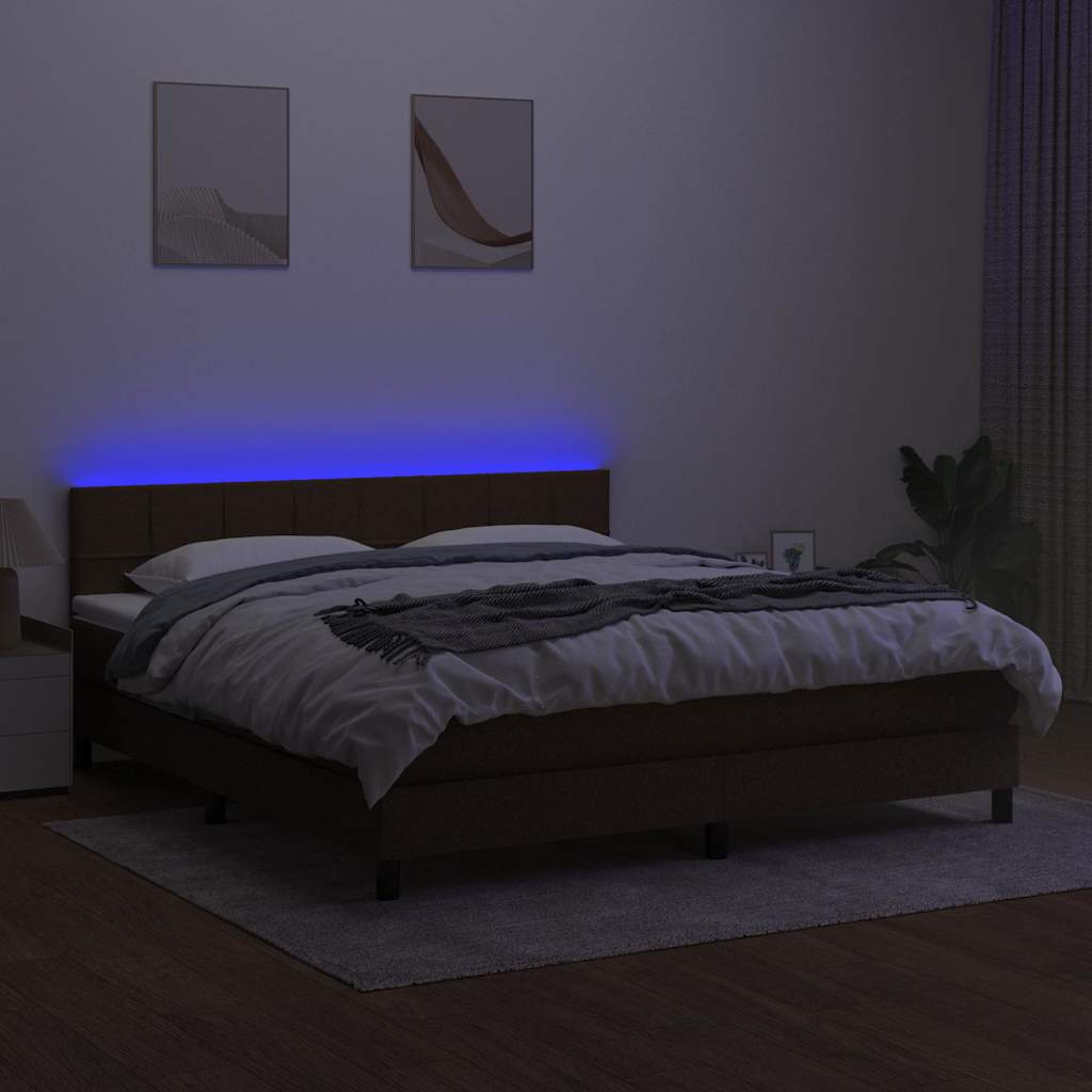 vidaXL Łóżko kontynentalne z materacem, brązowe, 160x200 cm, tkanina