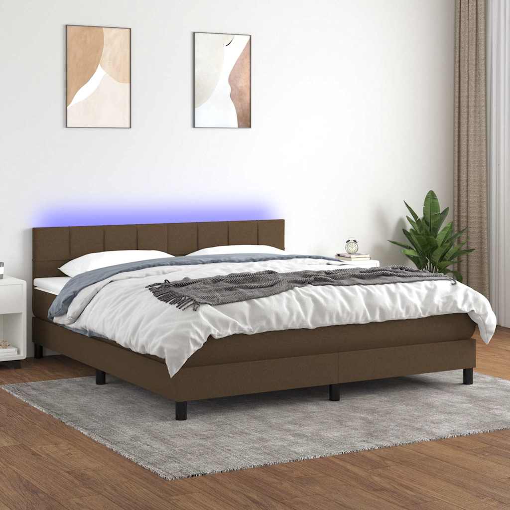 vidaXL Łóżko kontynentalne z materacem, brązowe, 160x200 cm, tkanina