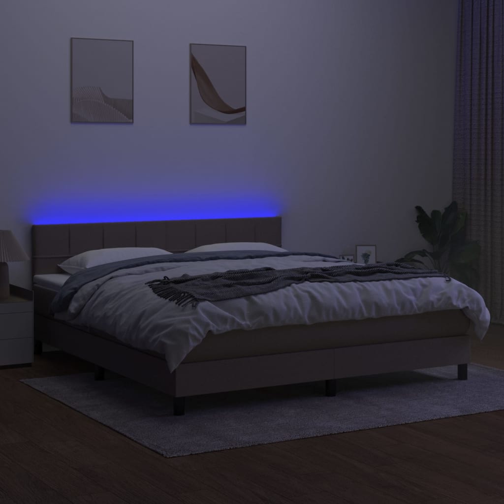 vidaXL Łóżko kontynentalne z materacem, taupe, 160x200 cm, tkanina