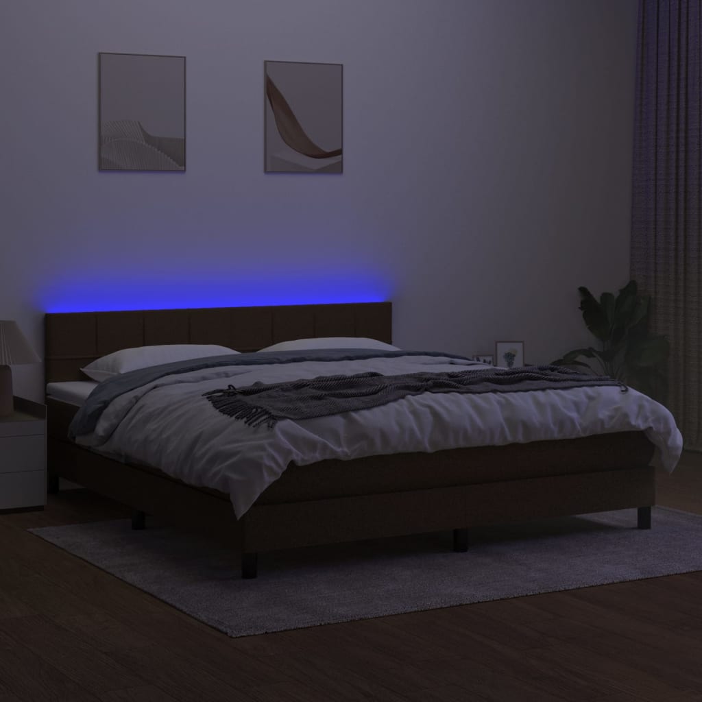 vidaXL Łóżko kontynentalne z materacem, brązowe, 180x200 cm, tkanina