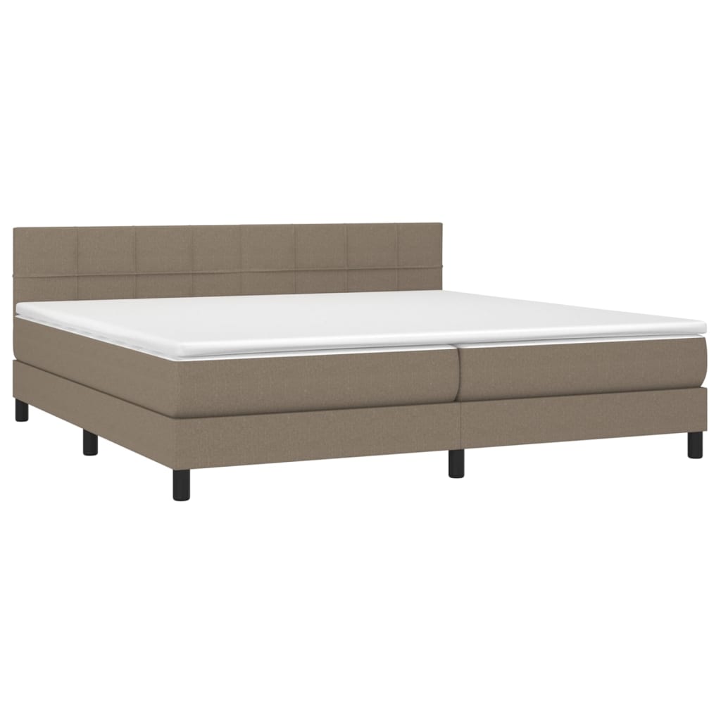 vidaXL Łóżko kontynentalne z materacem, taupe, 200 x 200 cm, tkanina