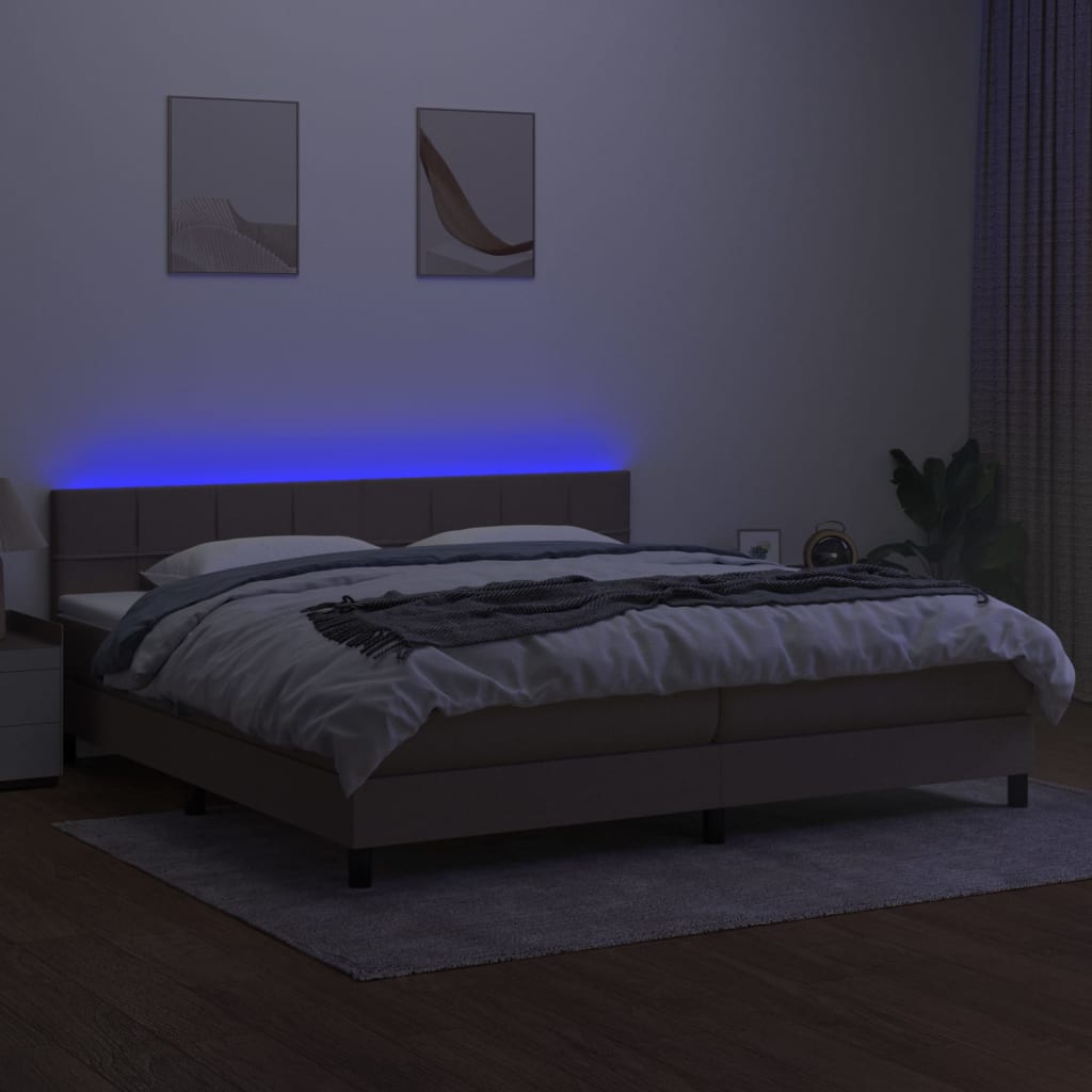 vidaXL Łóżko kontynentalne z materacem, taupe, 200 x 200 cm, tkanina