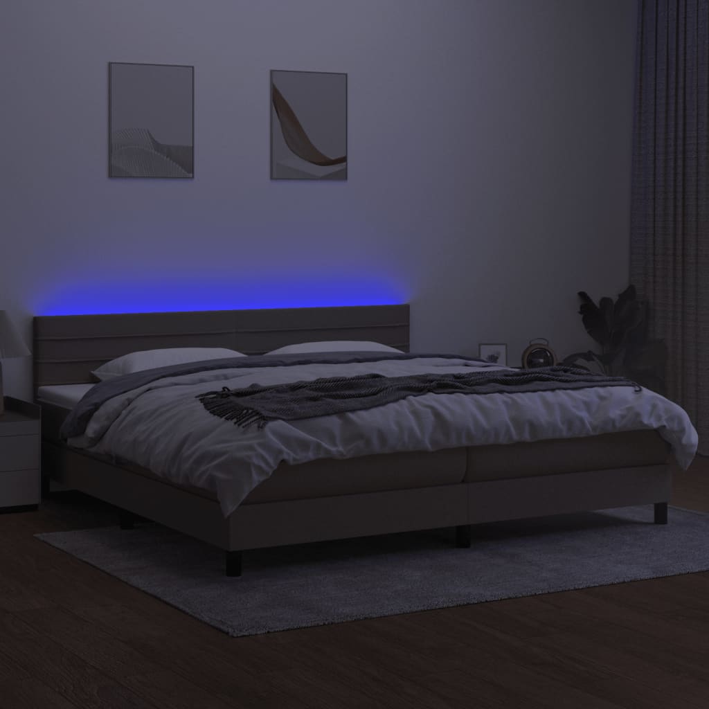 vidaXL Łóżko kontynentalne z materacem, taupe, 200 x 200 cm, tkanina