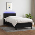 vidaXL Łóżko kontynentalne z materacem, czarne, 90x200 cm, tkanina