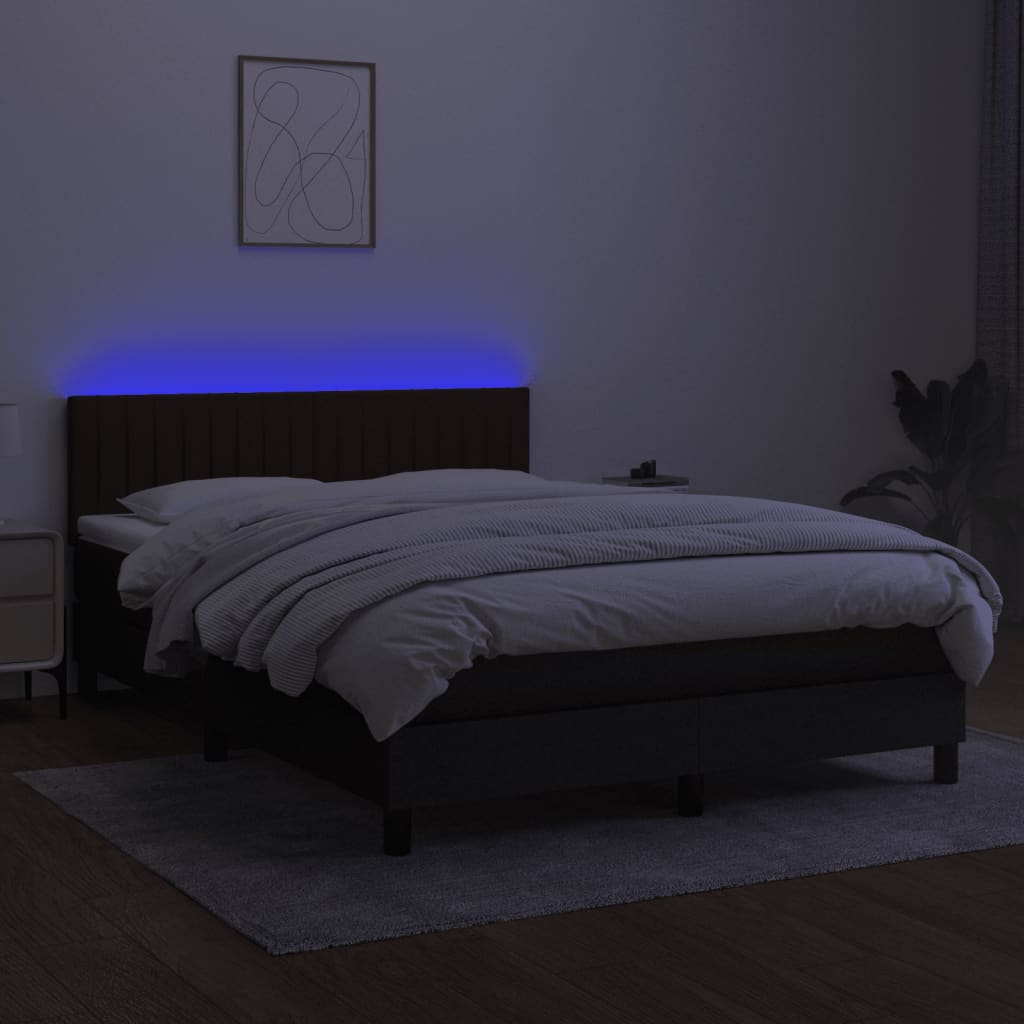vidaXL Łóżko kontynentalne z materacem, czarne, 140x200 cm, tkanina