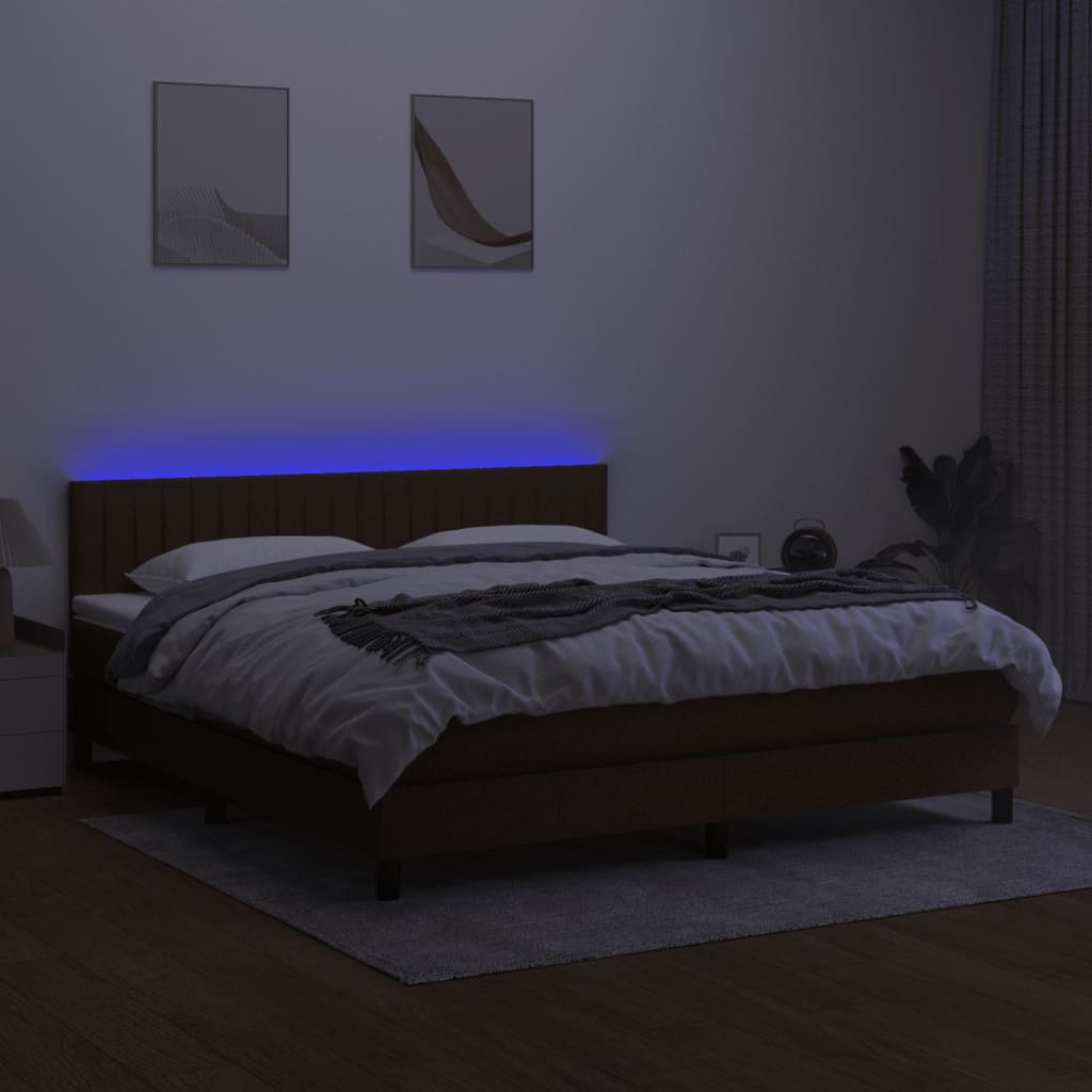 vidaXL Łóżko kontynentalne z materacem, brązowe, 160x200 cm, tkanina