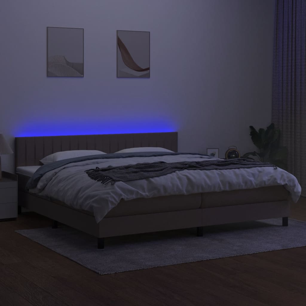 vidaXL Łóżko kontynentalne z materacem, taupe, 200 x 200 cm, tkanina