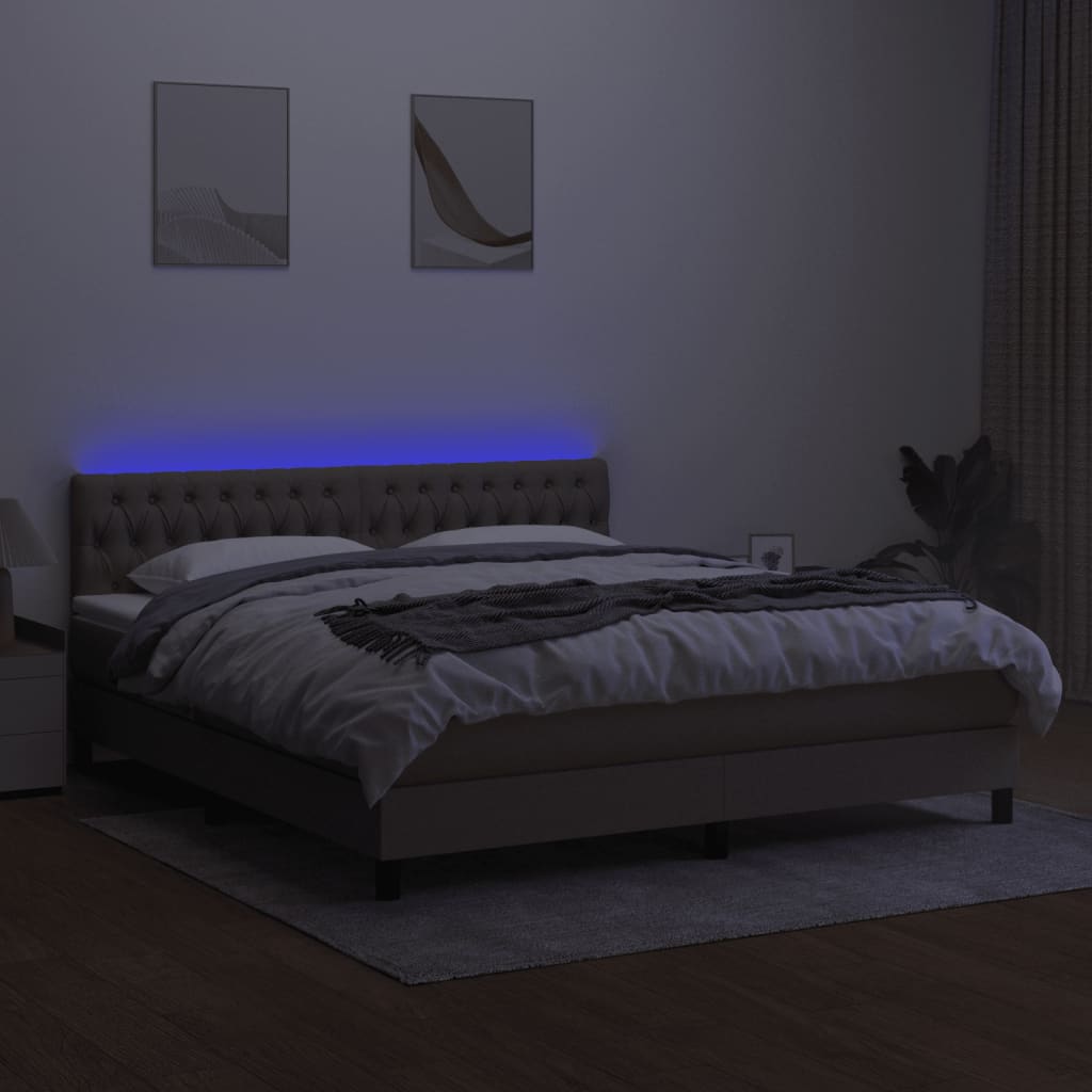 vidaXL Łóżko kontynentalne z materacem, taupe, 160x200 cm, tkanina