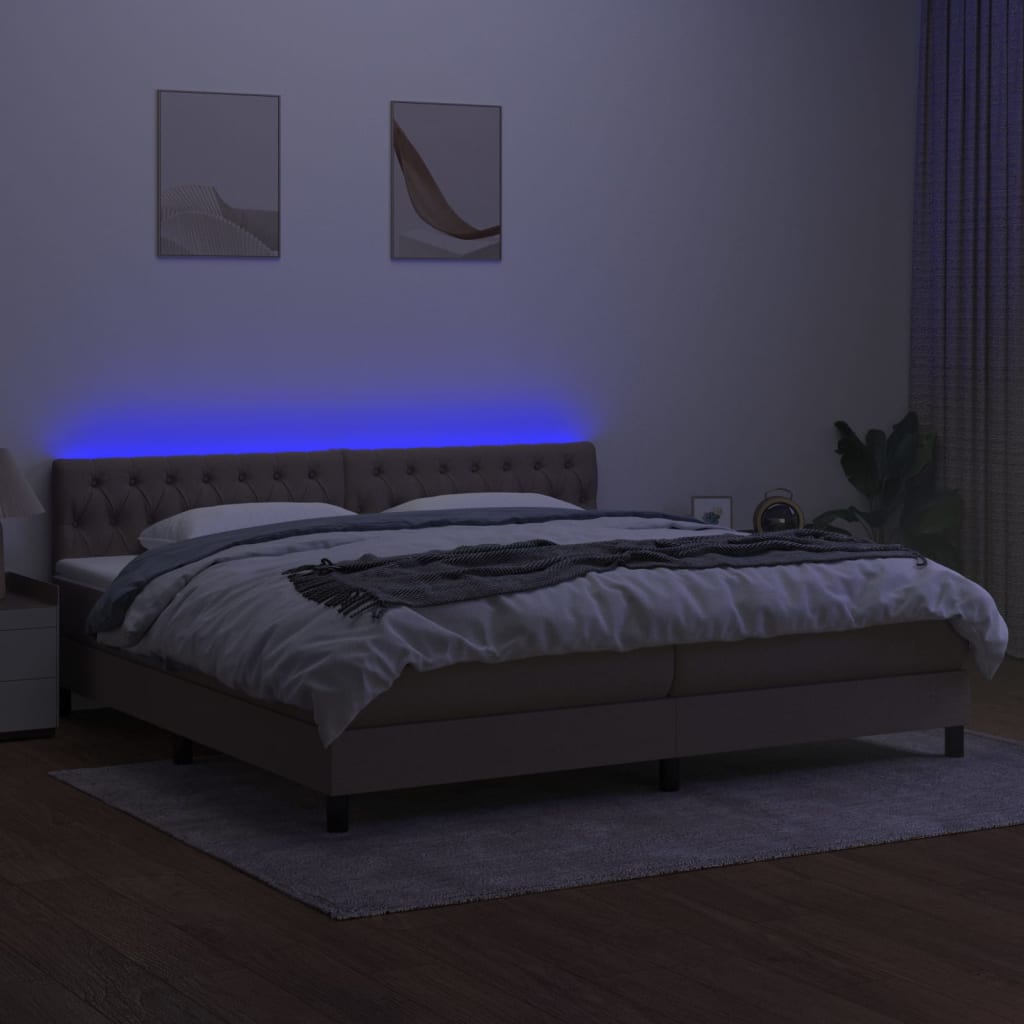 vidaXL Łóżko kontynentalne z materacem, taupe, 200 x 200 cm, tkanina