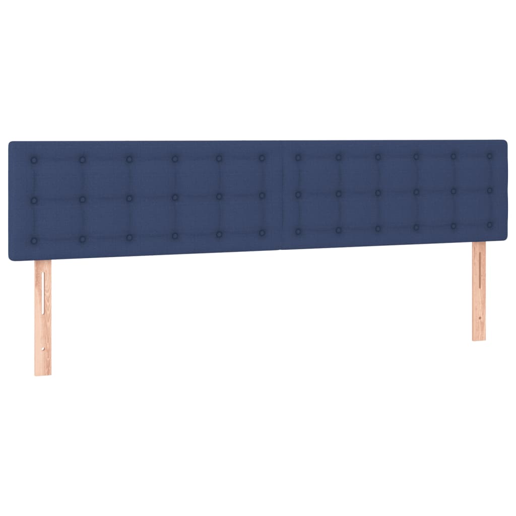vidaXL Łóżko kontynentalne z materacem, niebieskie 200x200 cm, tkanina