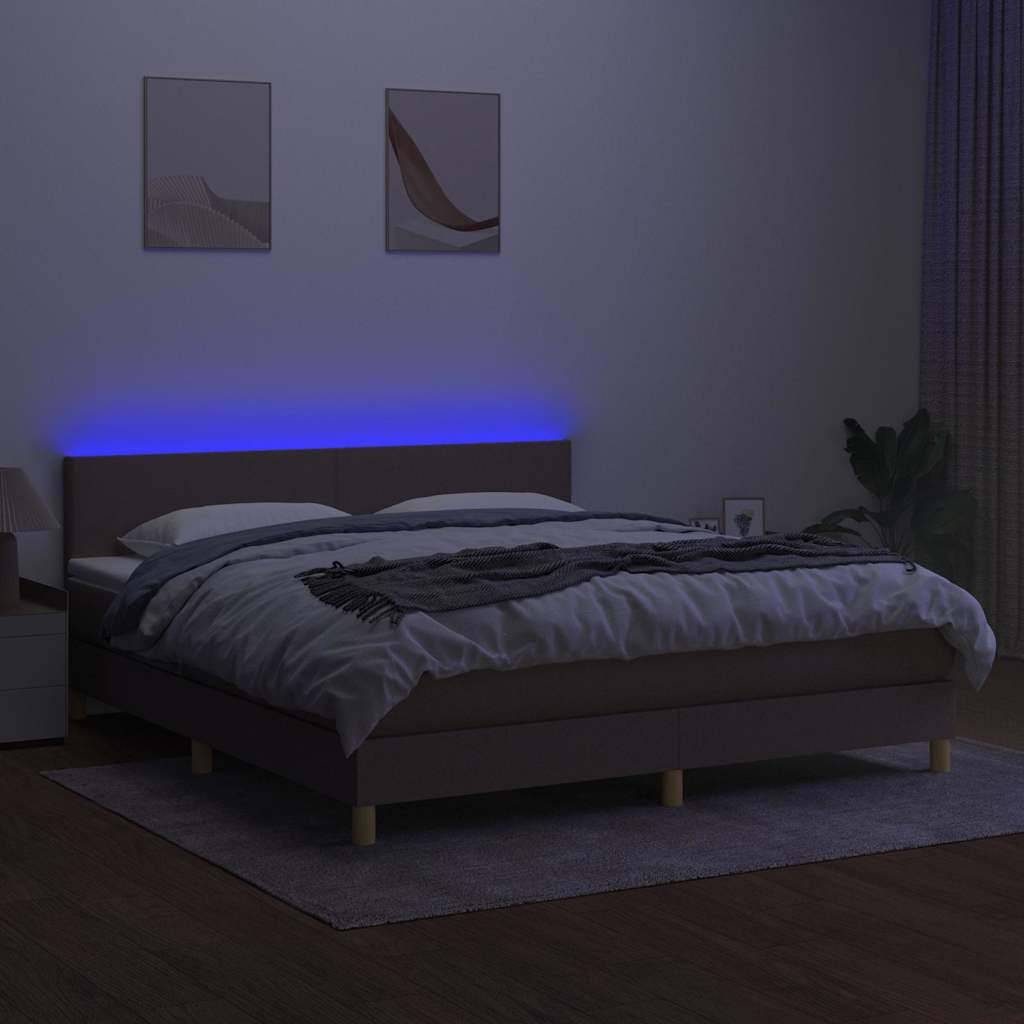 vidaXL Łóżko kontynentalne z materacem, taupe, 160x200 cm, tkanina