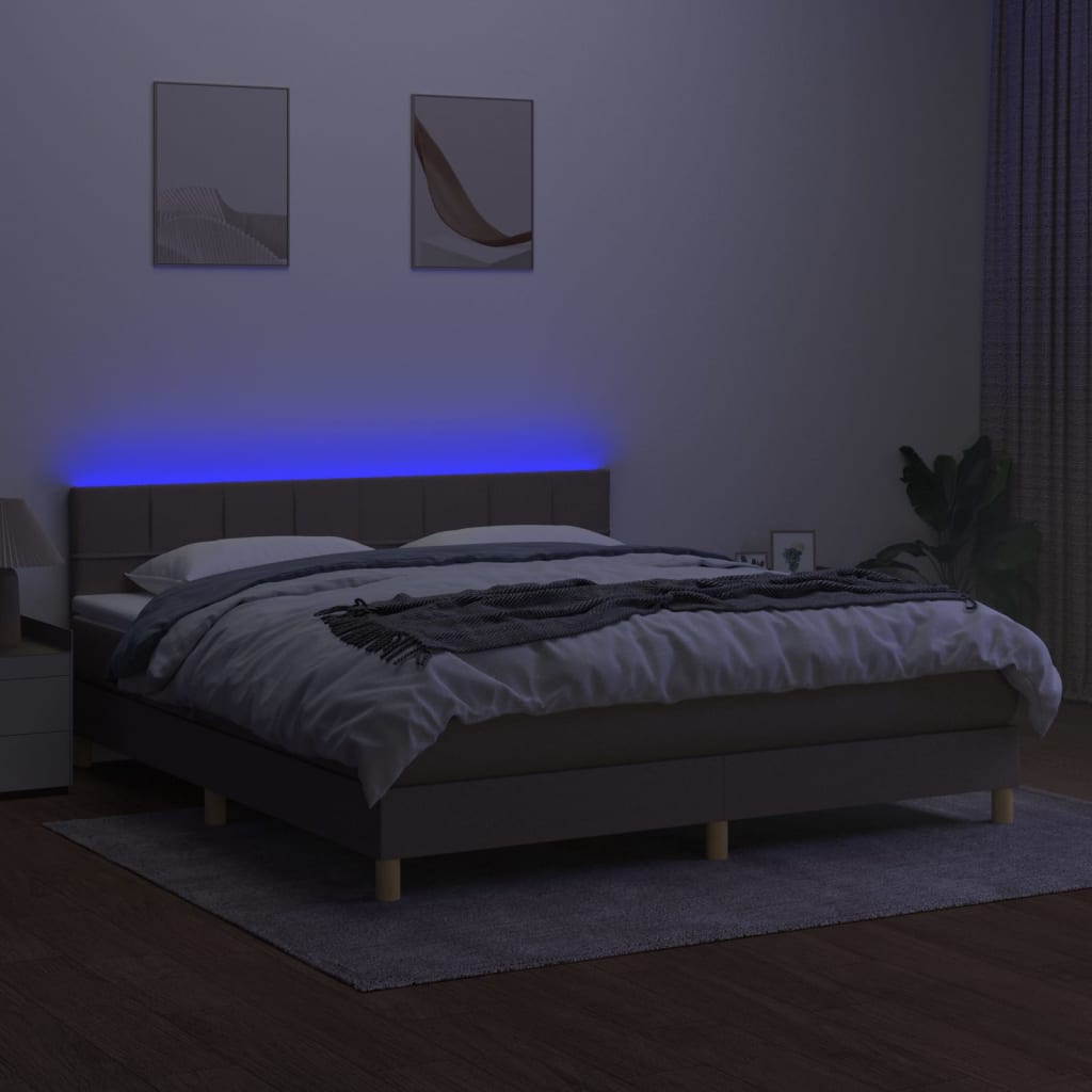 vidaXL Łóżko kontynentalne z materacem, taupe, 160x200 cm, tkanina