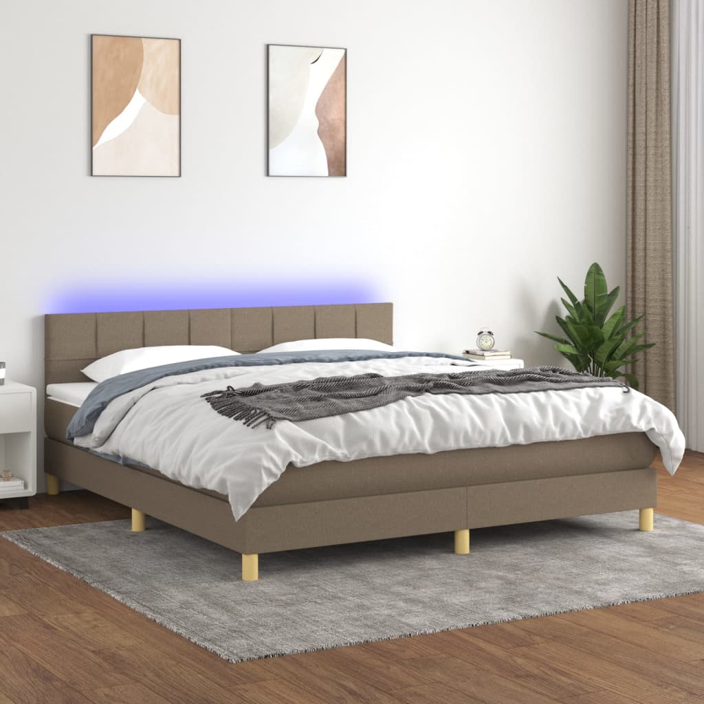 vidaXL Łóżko kontynentalne z materacem, taupe, 160x200 cm, tkanina