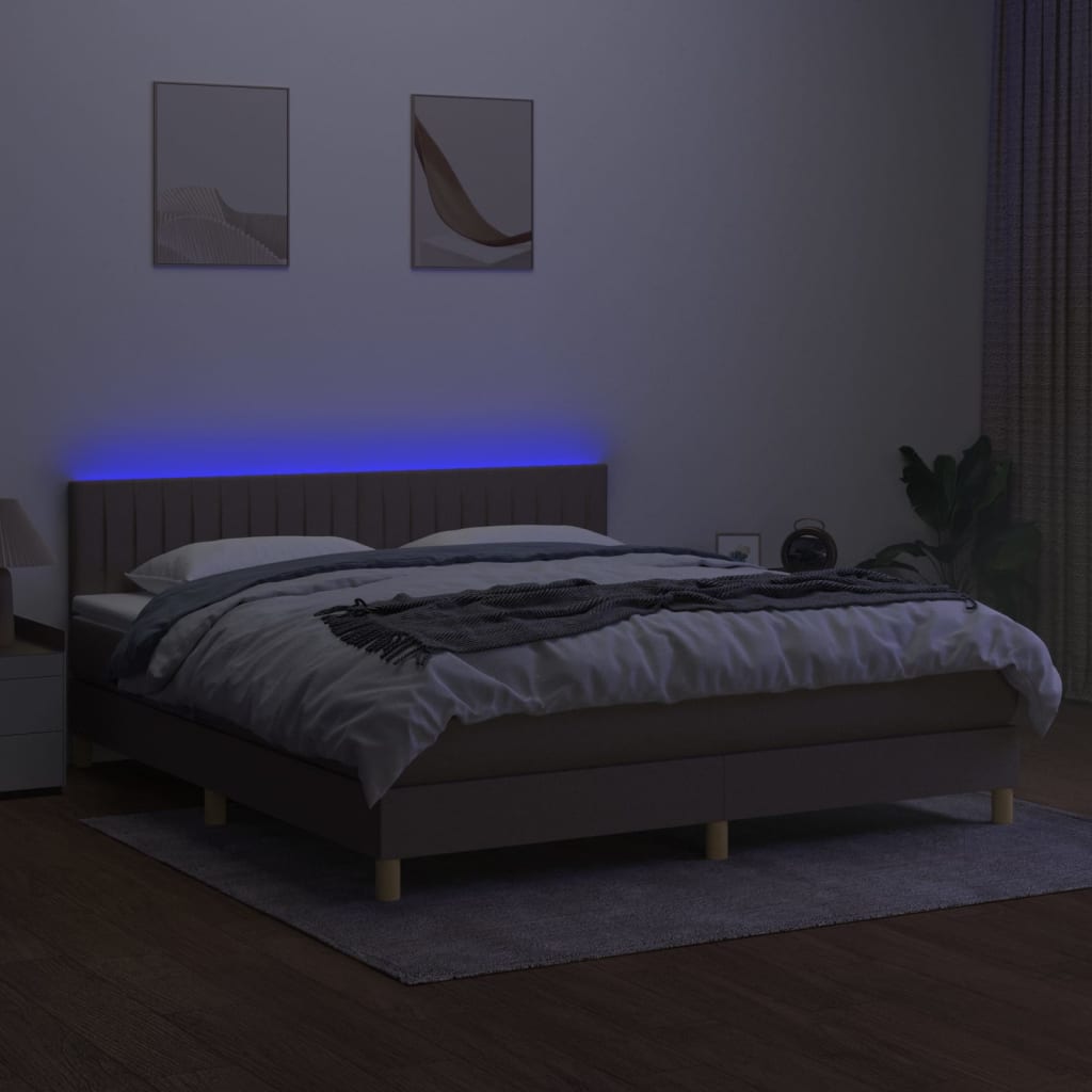 vidaXL Łóżko kontynentalne z materacem, taupe, 180 x 200 cm, tkanina