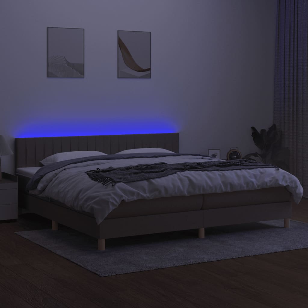 vidaXL Łóżko kontynentalne z materacem, taupe, 200 x 200 cm, tkanina