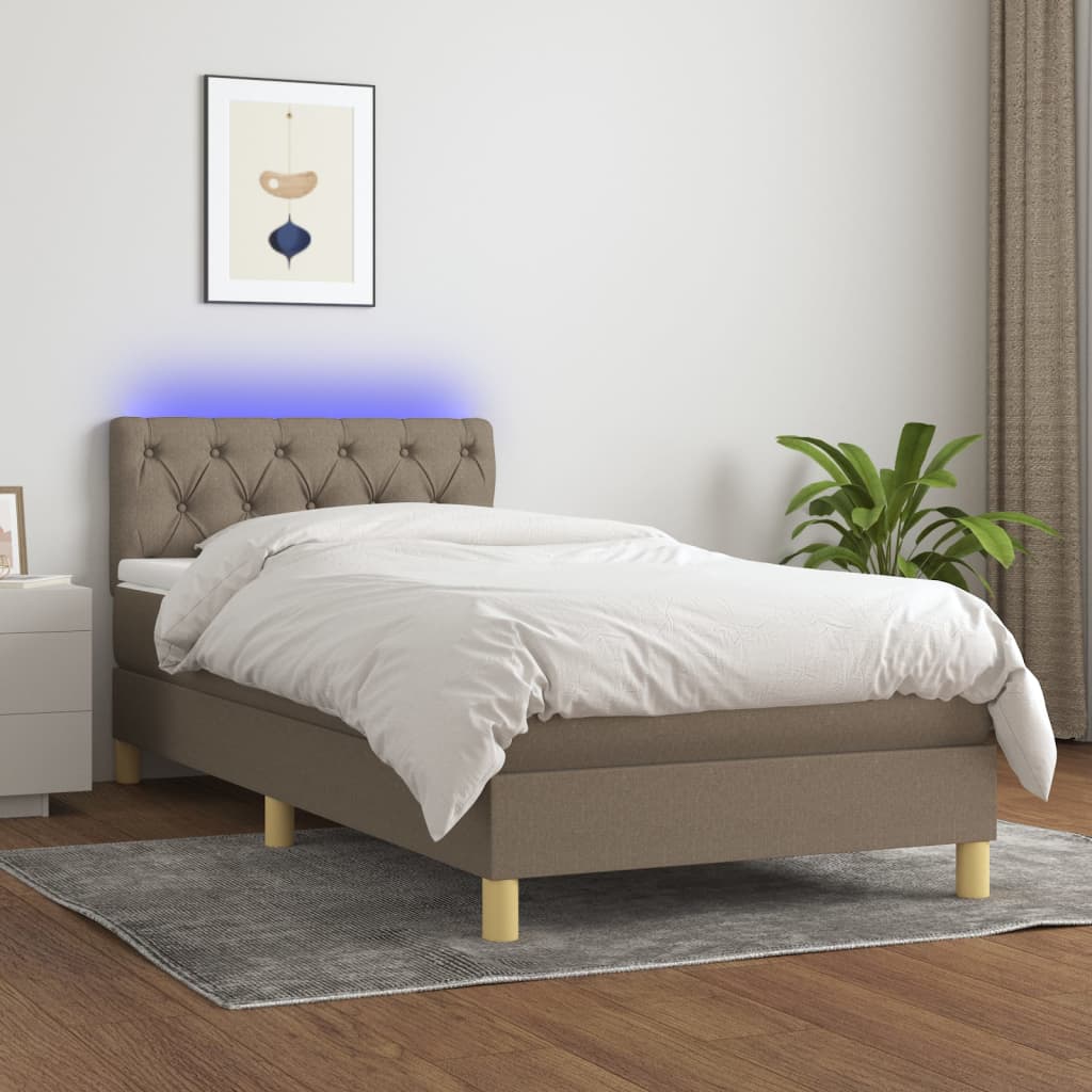 vidaXL Łóżko kontynentalne z materacem, taupe, 80x200 cm, tkanina