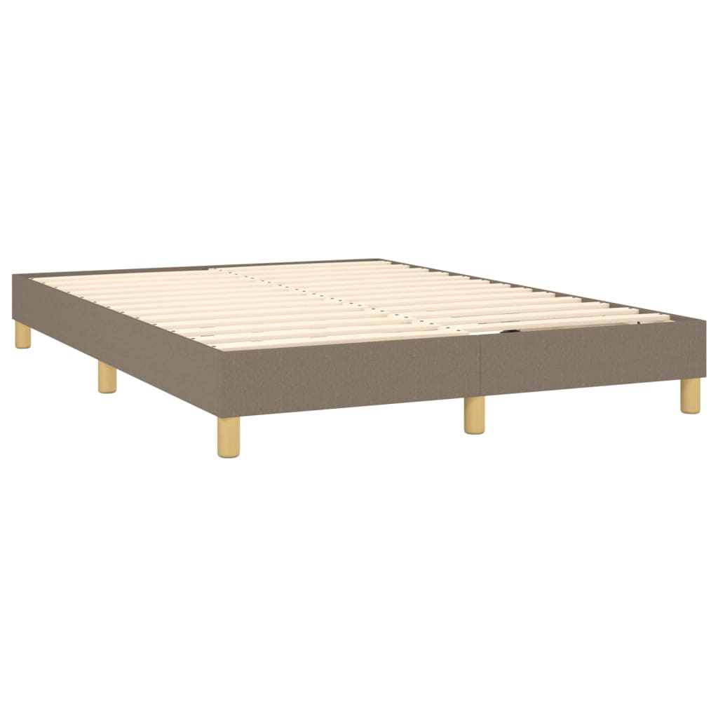 vidaXL Łóżko kontynentalne z materacem, taupe, 140x190 cm, tkanina