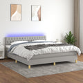 vidaXL Łóżko kontynentalne z materacem, jasnoszare, 160x200cm, tkanina