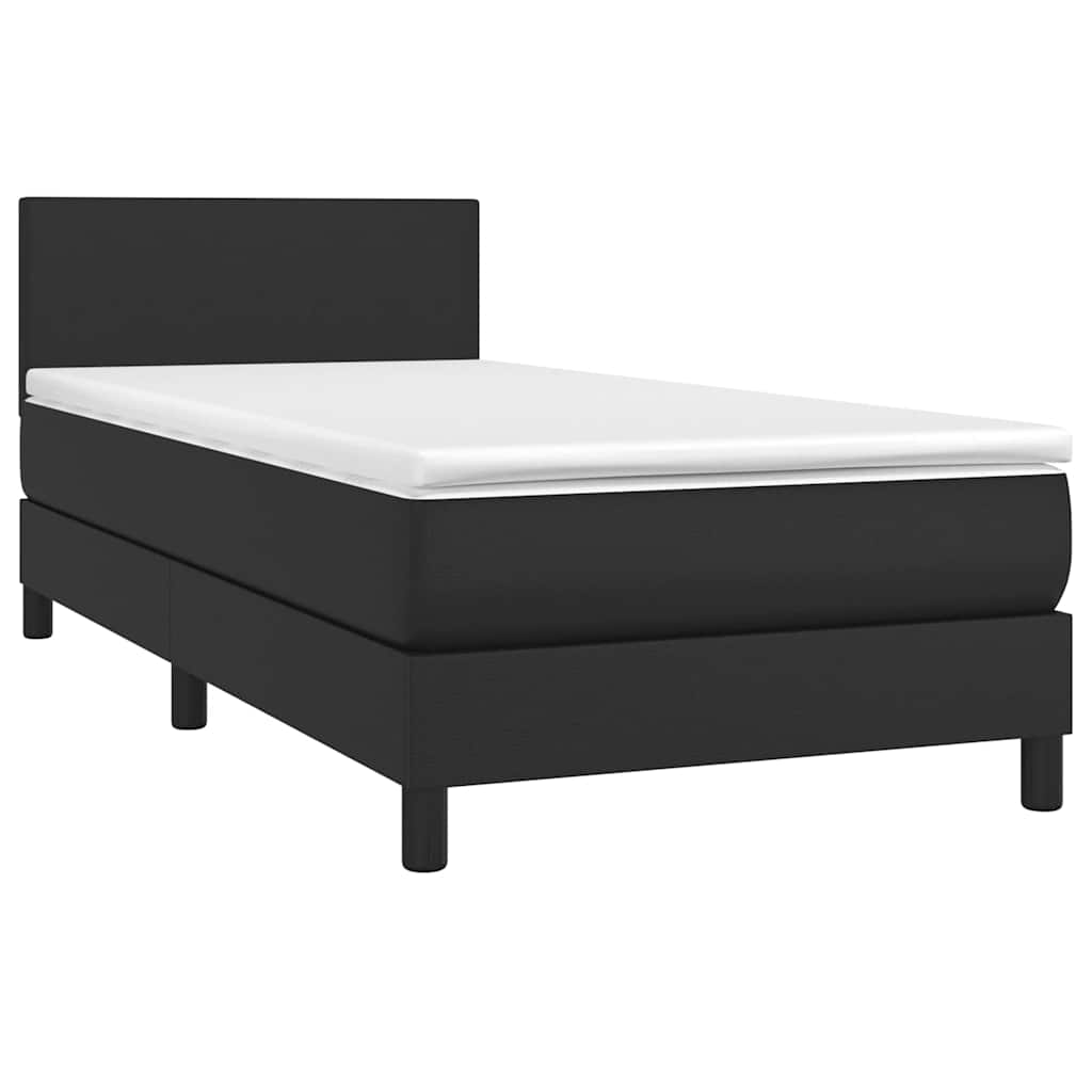 vidaXL Łóżko kontynentalne z materacem i LED czarna ekoskóra 80x200 cm