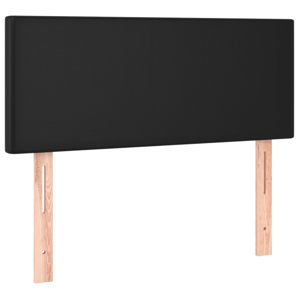 vidaXL Łóżko kontynentalne z materacem i LED czarna ekoskóra 90x190 cm