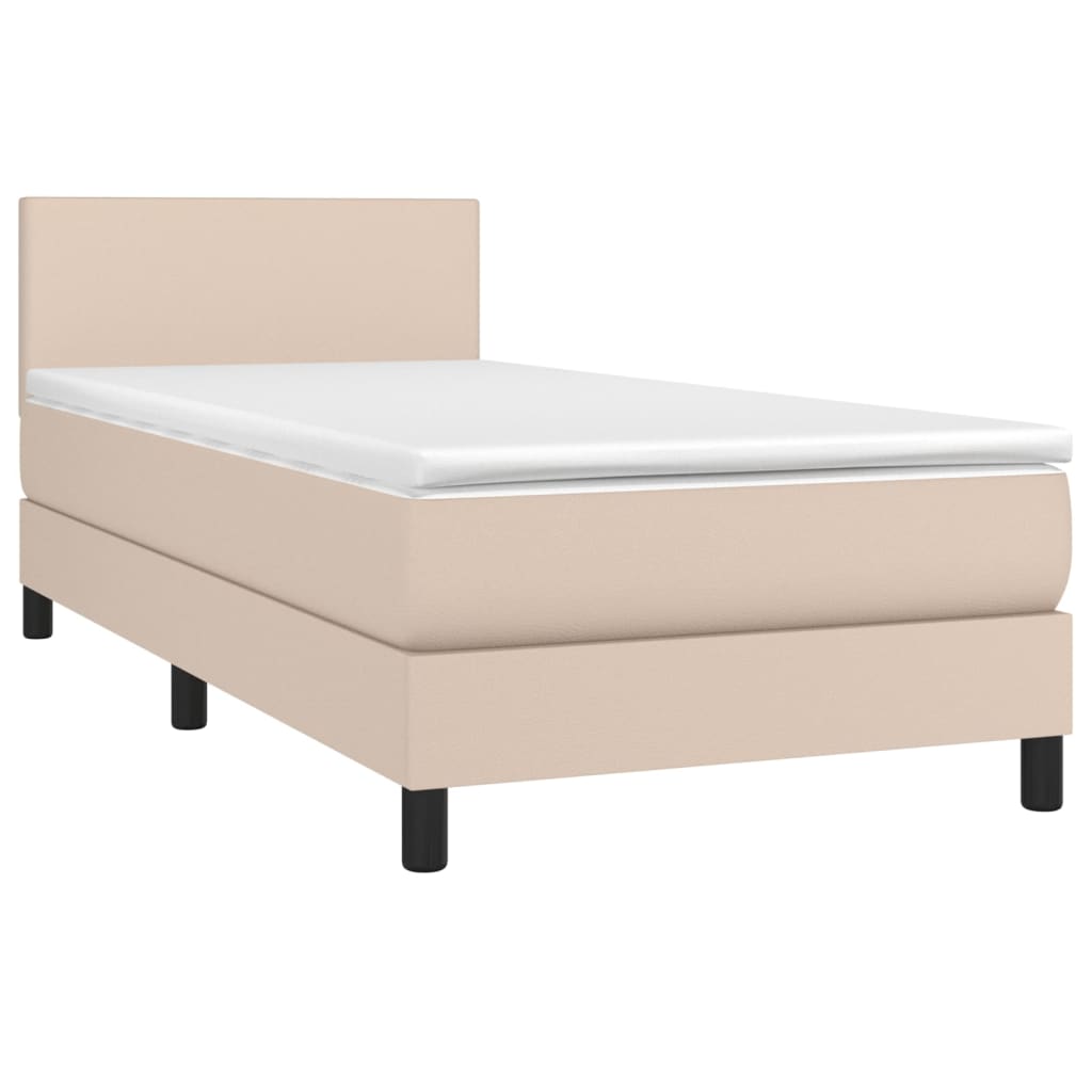 vidaXL Łóżko kontynentalne, materac i LED cappuccino 100x200 cm