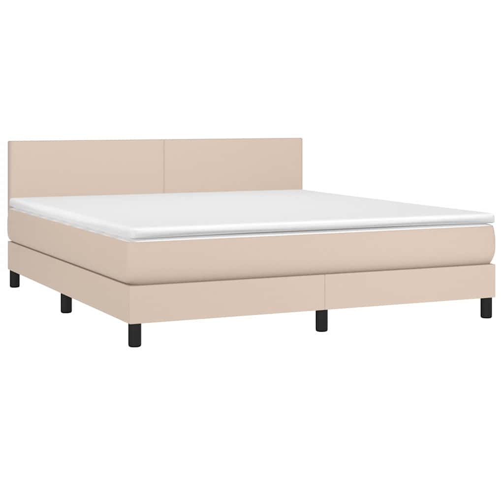 vidaXL Łóżko kontynentalne, materac i LED cappuccino 160x200 cm