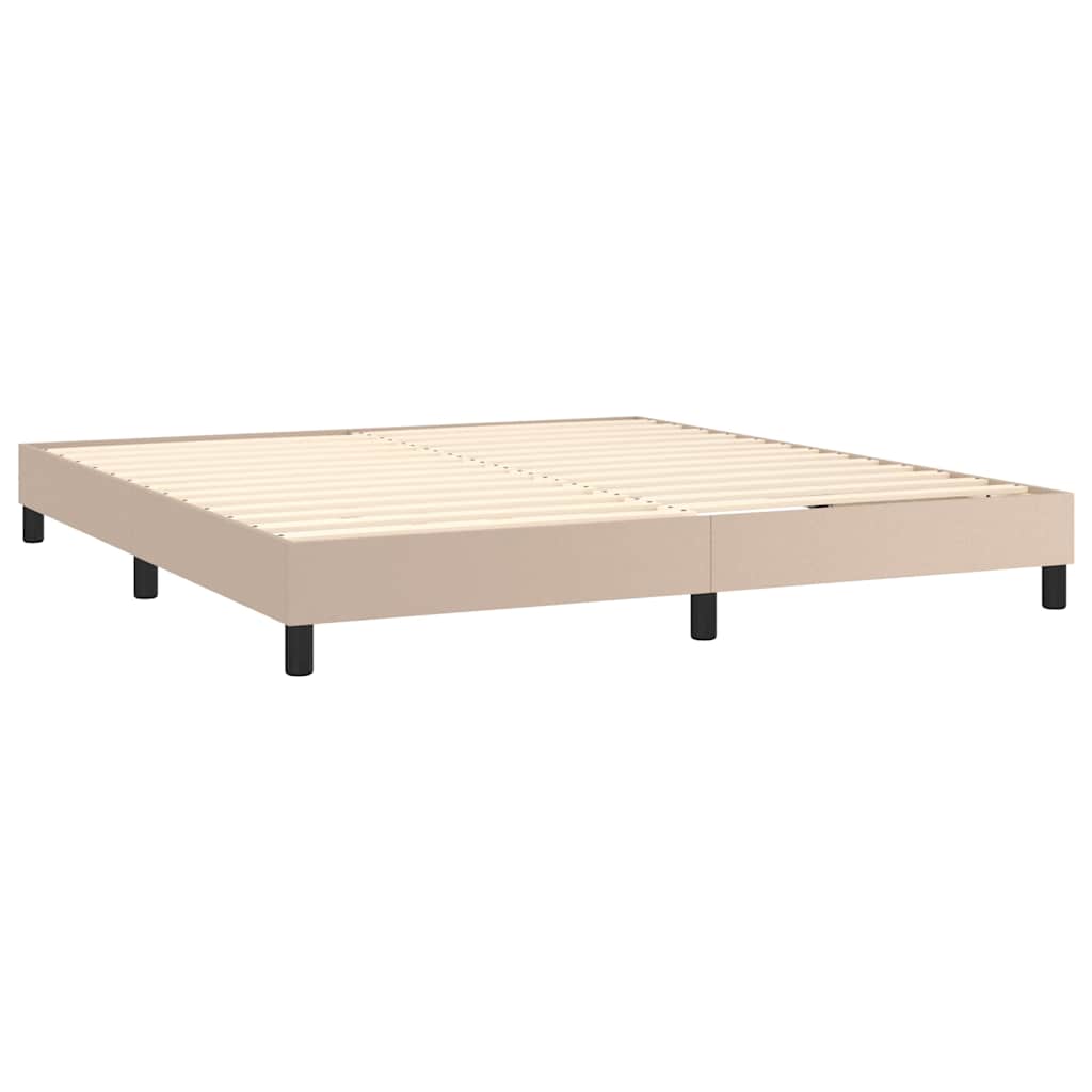 vidaXL Łóżko kontynentalne, materac i LED cappuccino 160x200 cm