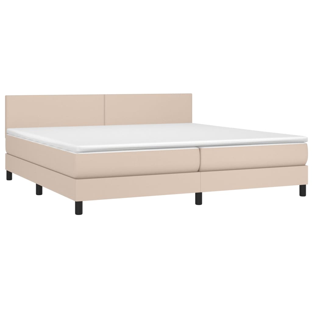 vidaXL Łóżko kontynentalne, materac i LED cappuccino 200x200 cm
