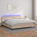 vidaXL Łóżko kontynentalne, materac i LED cappuccino 200x200 cm