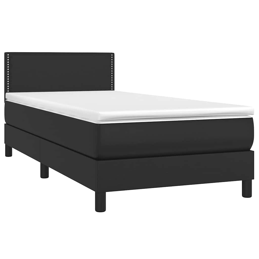 vidaXL Łóżko kontynentalne z materacem i LED czarna ekoskóra 80x200 cm