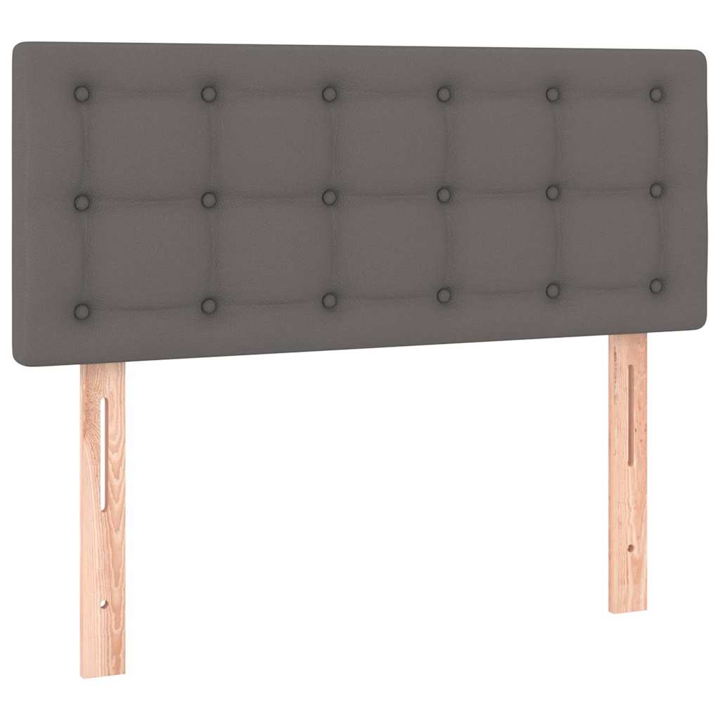 vidaXL Łóżko kontynentalne z materacem i LED, szara ekoskóra 80x200 cm