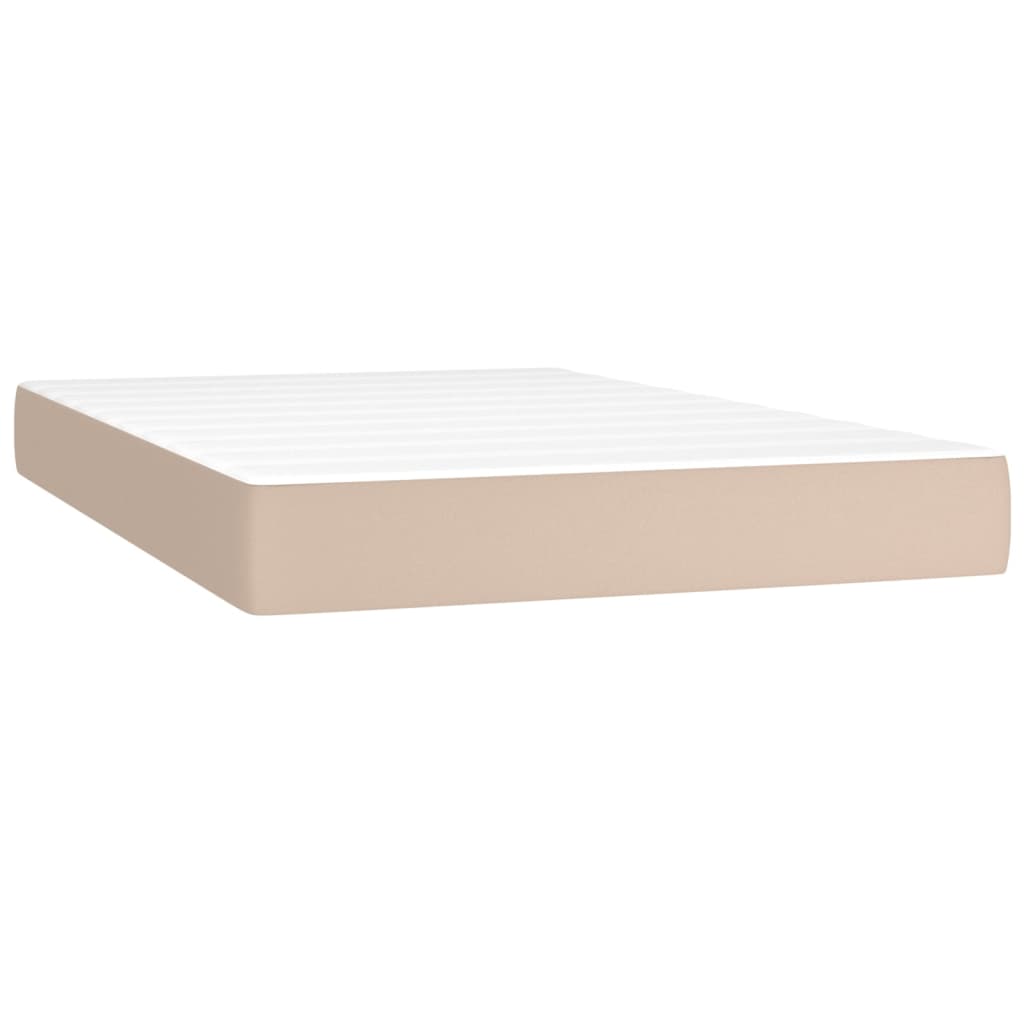 vidaXL Łóżko kontynentalne, materac i LED cappuccino 120x200cm