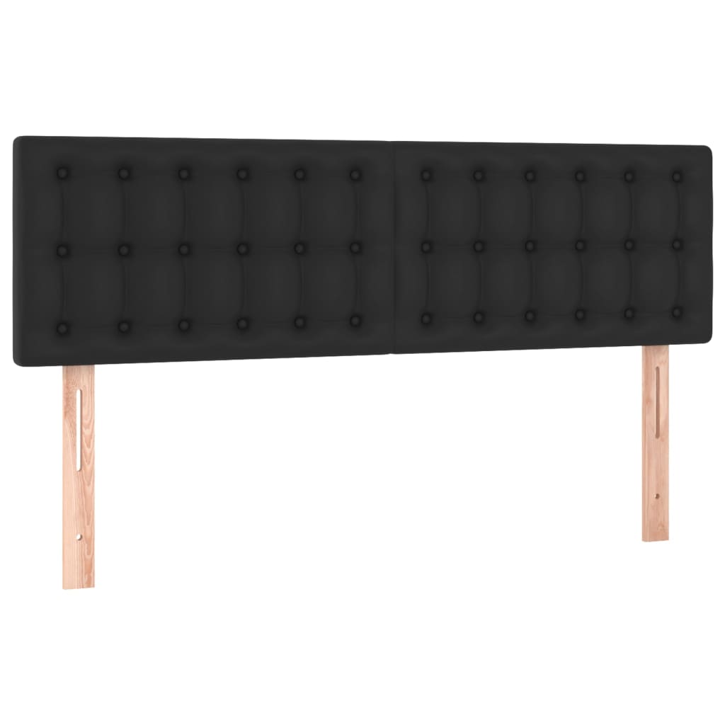 vidaXL Łóżko kontynentalne, materac i LED, czarna ekoskóra, 140x190 cm
