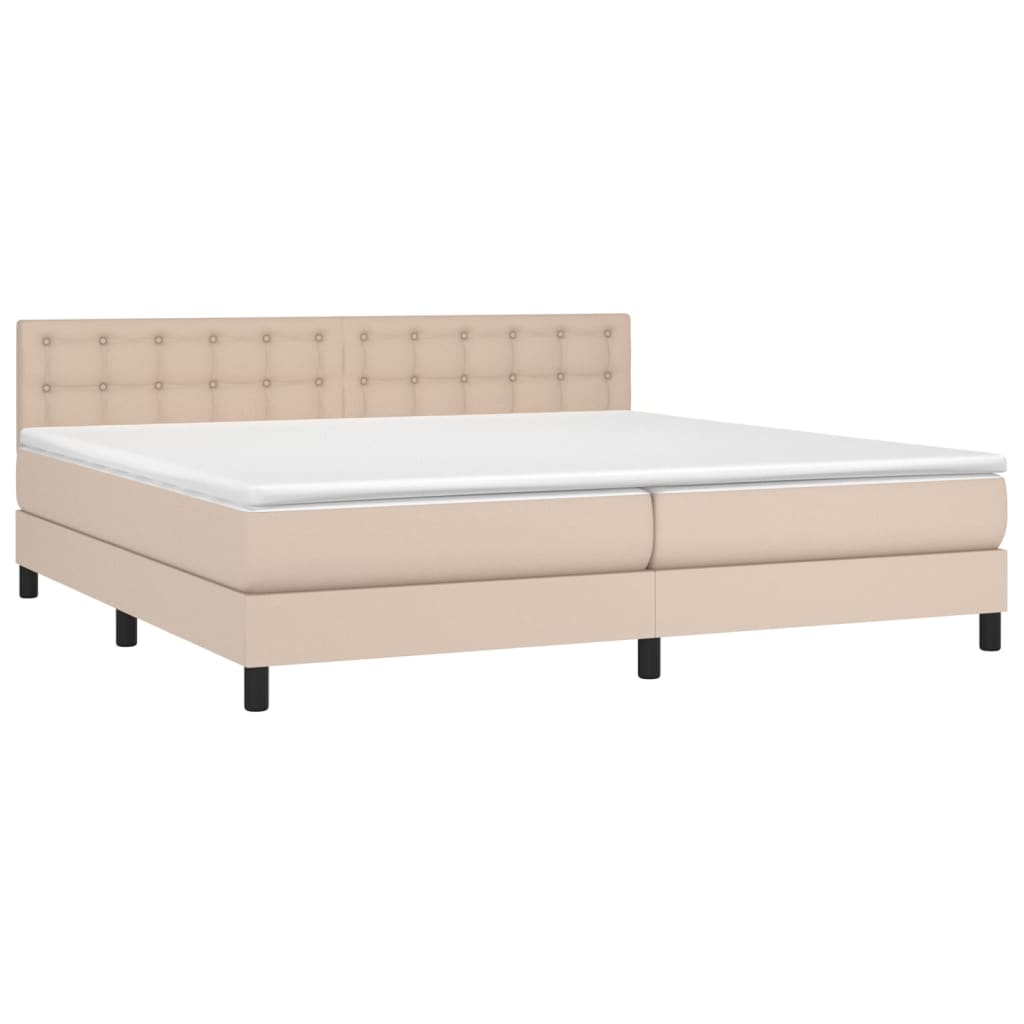 vidaXL Łóżko kontynentalne, materac i LED cappuccino 200x200 cm