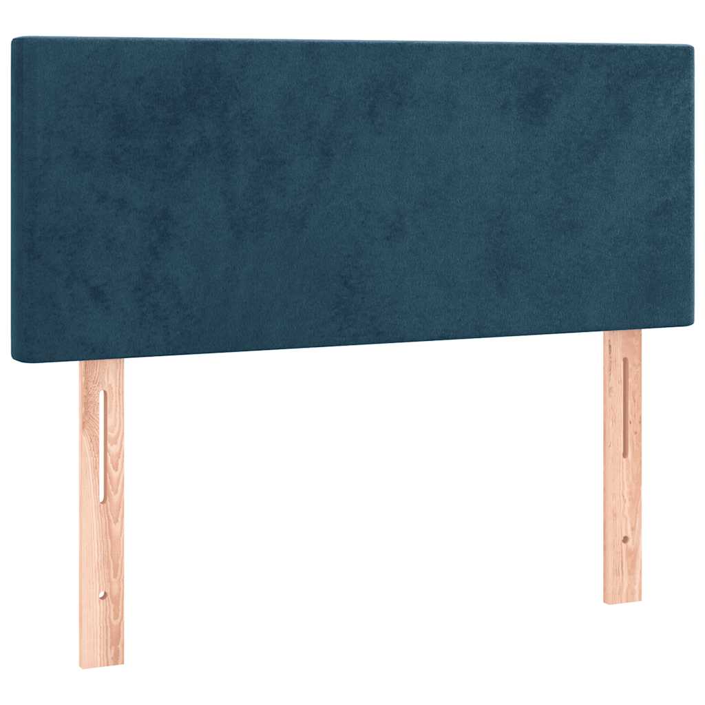 vidaXL Łóżko kontynentalne, materac i LED, niebieski aksamit 90x190 cm