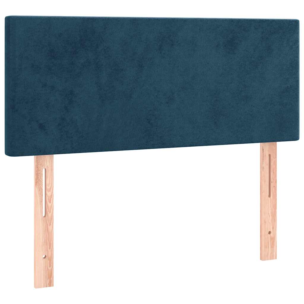 vidaXL Łóżko kontynentalne, materac i LED, niebieski aksamit 90x200 cm