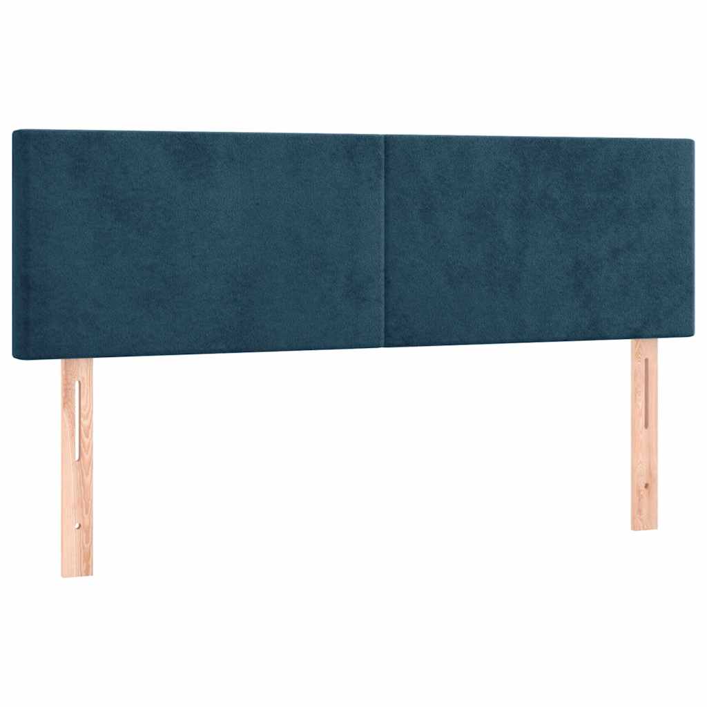 vidaXL Łóżko kontynentalne, materac i LED, niebieski aksamit 140x190cm