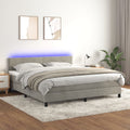 vidaXL Łóżko kontynentalne z materacem i LED, szare 160x200cm, aksamit