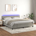 vidaXL Łóżko kontynentalne z materacem i LED, szare 160x200cm, aksamit