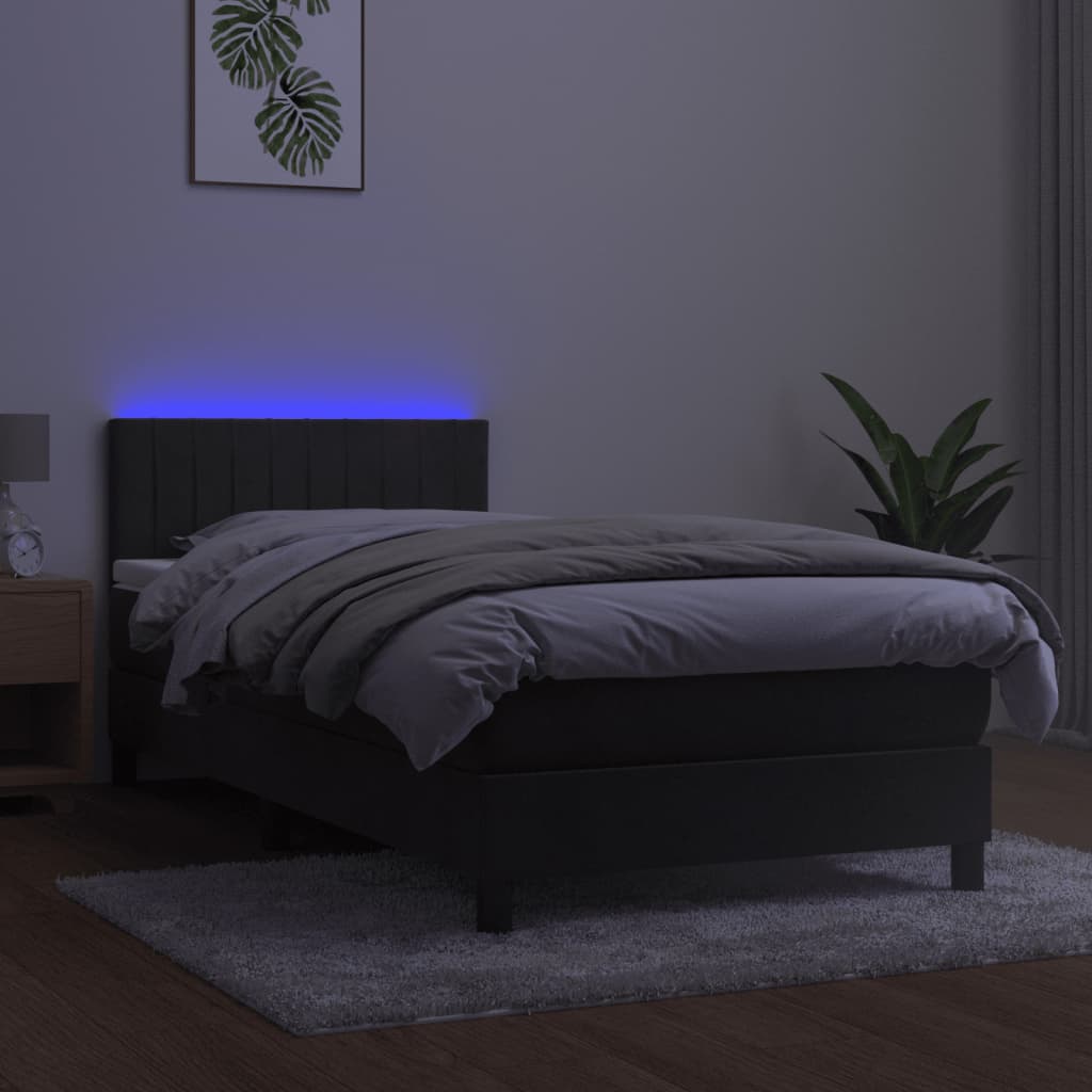 vidaXL Łóżko kontynentalne z materacem i LED, szary aksamit, 80x200 cm