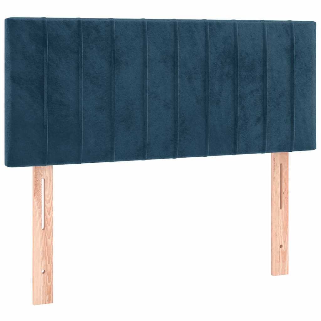 vidaXL Łóżko kontynentalne, materac i LED, niebieski aksamit 80x200 cm