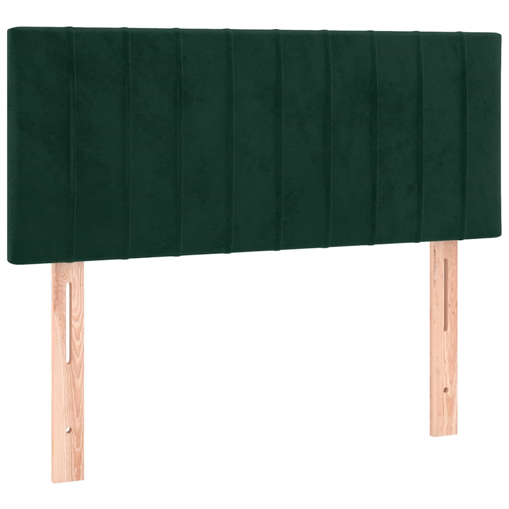 vidaXL Łóżko kontynentalne z materacem i LED zielony aksamit 90x190 cm